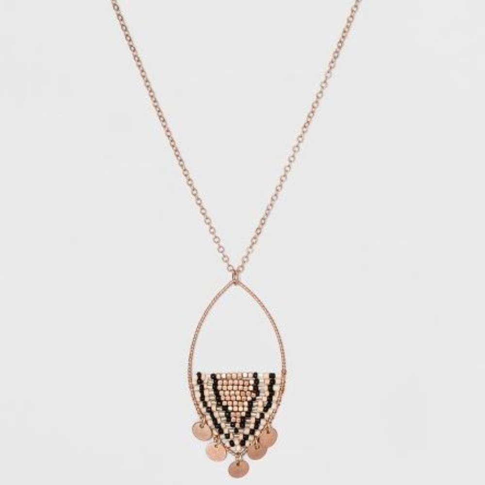 ➡️3/$10⬅️ Half Beaded Open Marquis Necklace